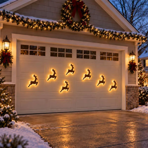 Light up Reindeer Wall Decorations - Festive Christmas Lighting