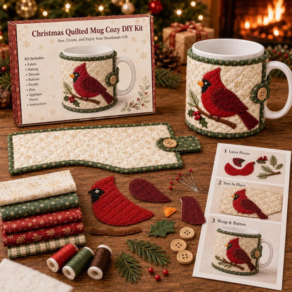 Christmas Mug Cozy Sewing Kit – 6 Festive Appliqué Designs