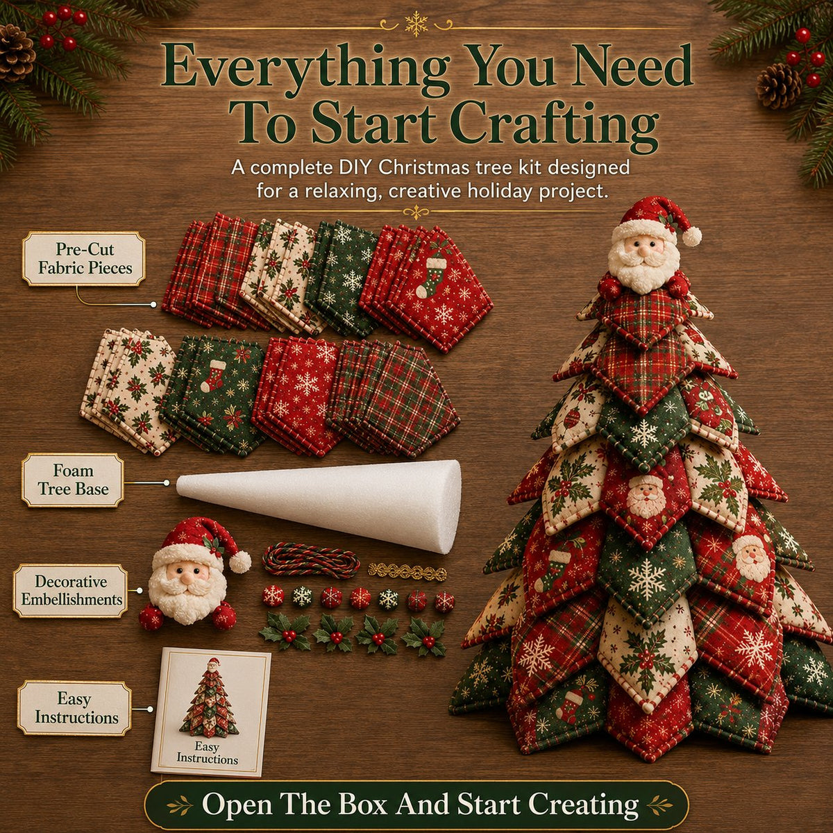 🎄Beginner-Friendly DIY Quilted Christmas Tree Kit | Complete Kit with All Tools & Step-by-Step Guide Included 💕