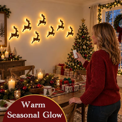 Light up Reindeer Wall Decorations - Festive Christmas Lighting