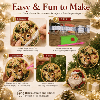 🎄Christmas DIY Rhinestone Art Ornament Kit (6PCS) – Holiday Craft Set🎅