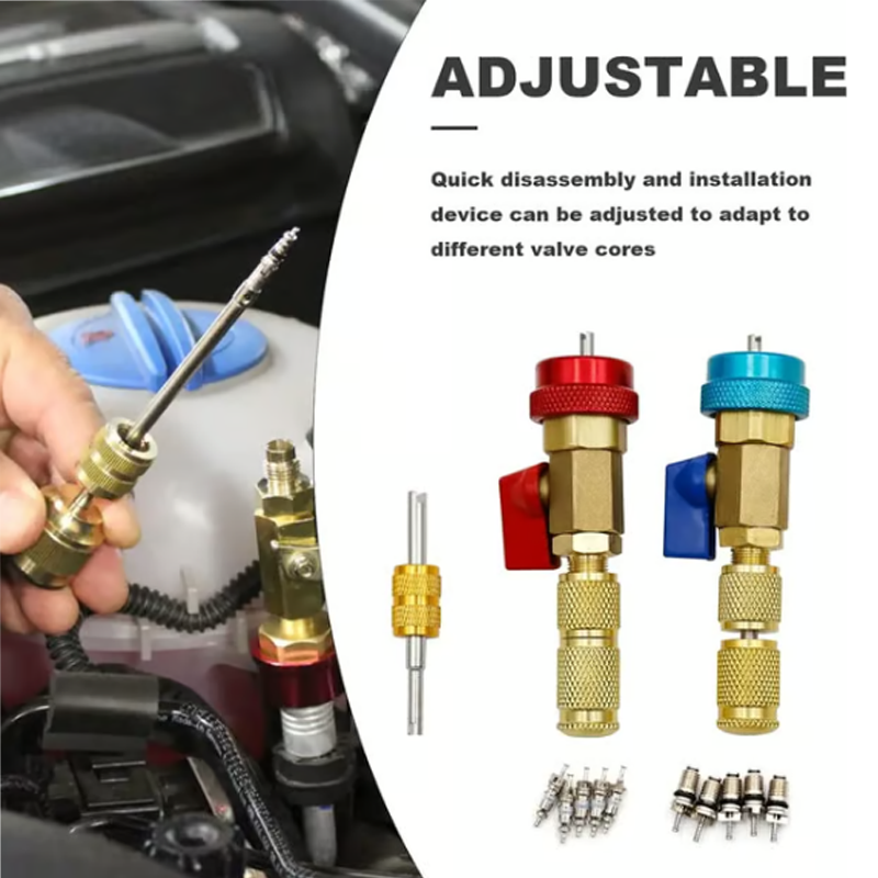 R134A Valve Core Remover Installer, High Low Pressure AC Valve Core Tool Kit for R134A Refrigerant System