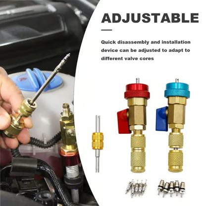 R134A Valve Core Remover Installer, High Low Pressure AC Valve Core Tool Kit for R134A Refrigerant System