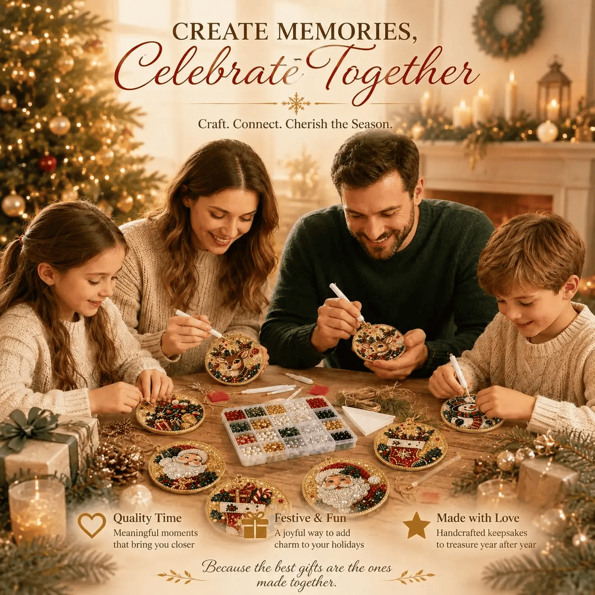 🎄Christmas DIY Rhinestone Art Ornament Kit (6PCS) – Holiday Craft Set🎅