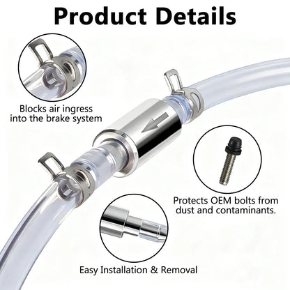 Brake Bleeder Kit,Brake Fluid Bleeder Kit Includes 2PCS Brake Bleeder Hose,One Way Check Valve,Universal Break Bleeder Kit Car Accessories for Car Motorbike Bike