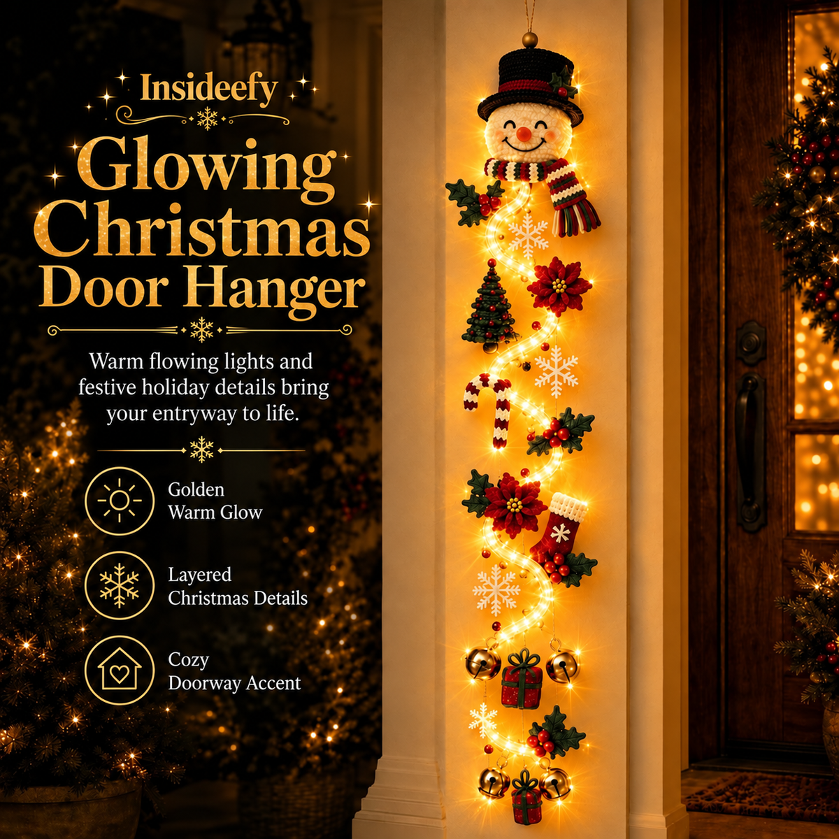 ⏳ Last Day 49% OFF – 🎄Insideefy™ Glowing Christmas Door Hanger