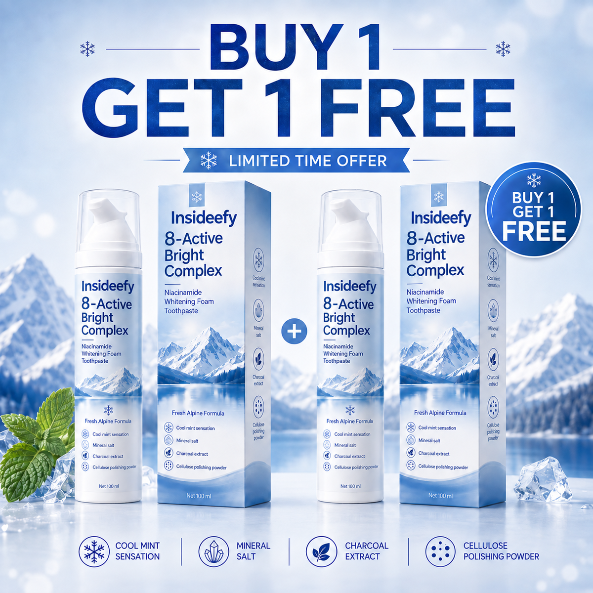 [Professional Grade] Insideefy Niacinamide Foaming Toothpaste 8X