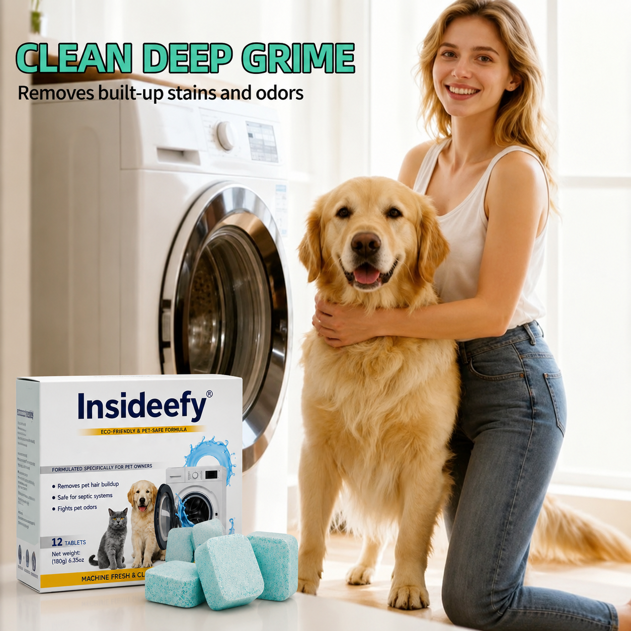 Pet Hair Cleaner Fights Pet Odors & Hair Build-Up for Fresh Clean Machines