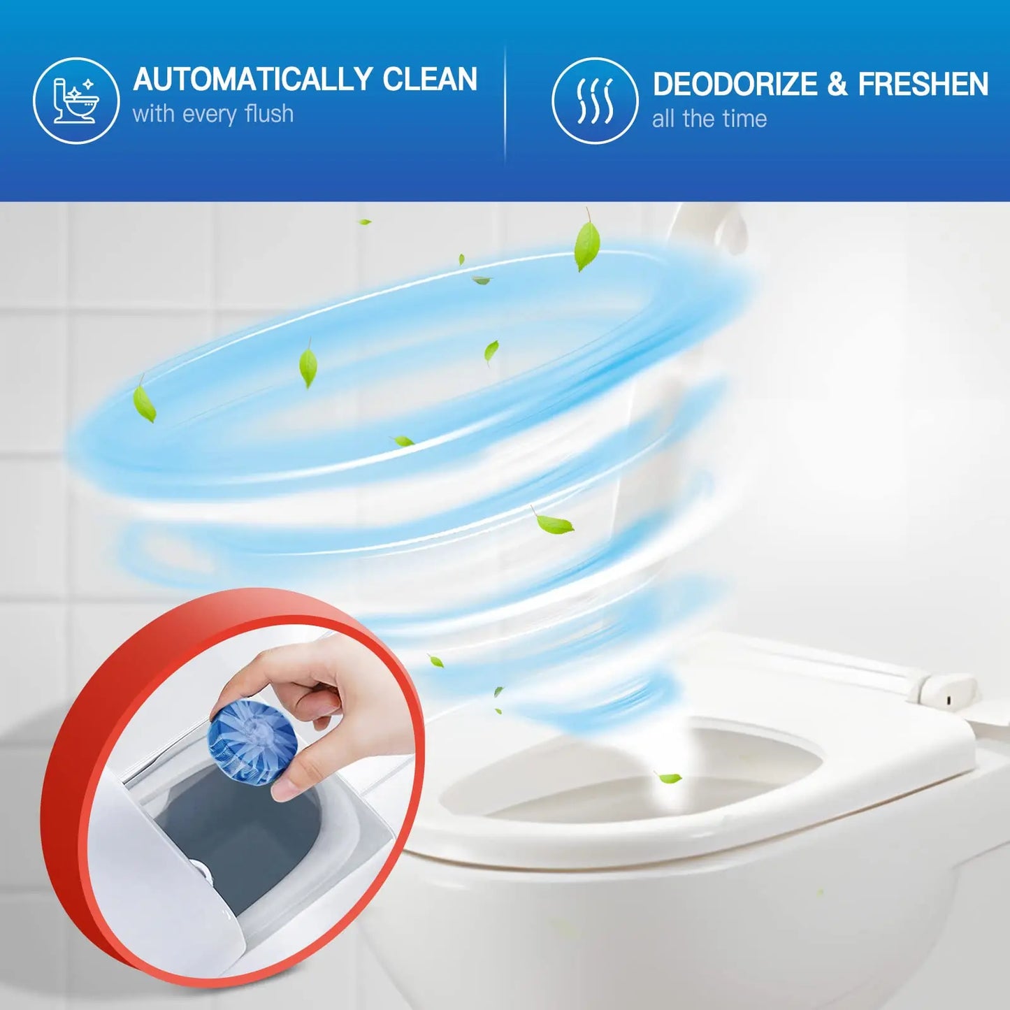 Automatic Toilet Tank Cleaner Tablets,Deodorizing & Descaling, Powerful Cleaning, Slow-Release Against Tough Stains 12 Pack