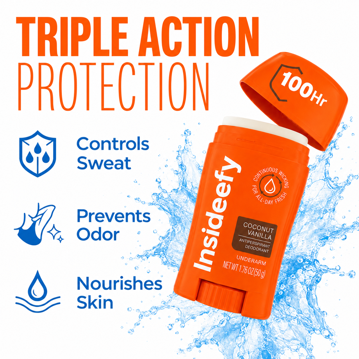 Insideefy 100Hr Antiperspirant Deodorant – Coconut Vanilla