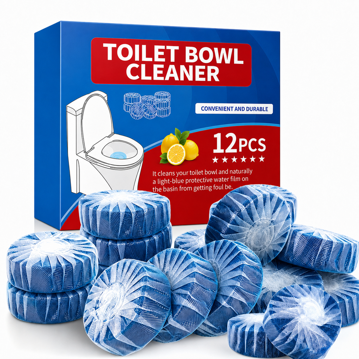 Automatic Toilet Tank Cleaner Tablets,Deodorizing & Descaling, Powerful Cleaning, Slow-Release Against Tough Stains 12 Pack