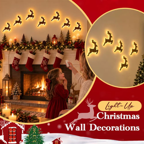 Light up Reindeer Wall Decorations - Festive Christmas Lighting