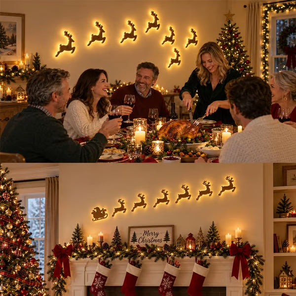Light up Reindeer Wall Decorations - Festive Christmas Lighting