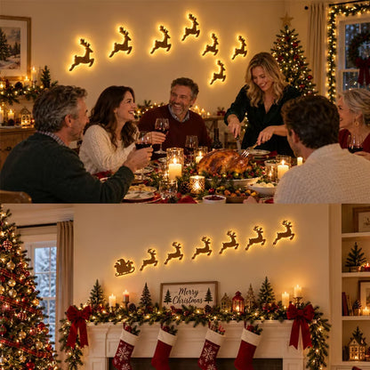 Light up Reindeer Wall Decorations - Festive Christmas Lighting