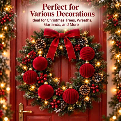 12Pcs Burgundy Velvet Christmas Balls Xmas Tree Decor Set Hanging Ornaments Display Christmas Decorations For Home 2026
