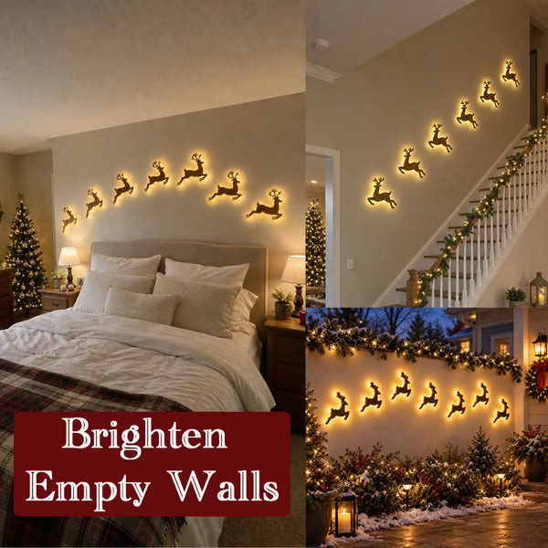Light up Reindeer Wall Decorations - Festive Christmas Lighting