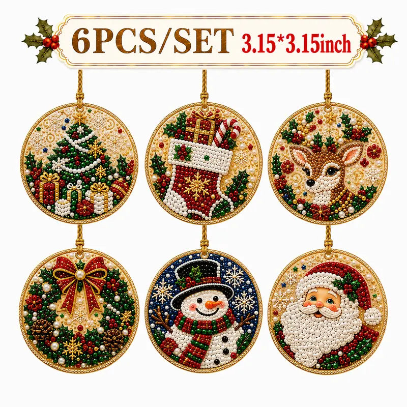 🎄Christmas DIY Rhinestone Art Ornament Kit (6PCS) – Holiday Craft Set🎅