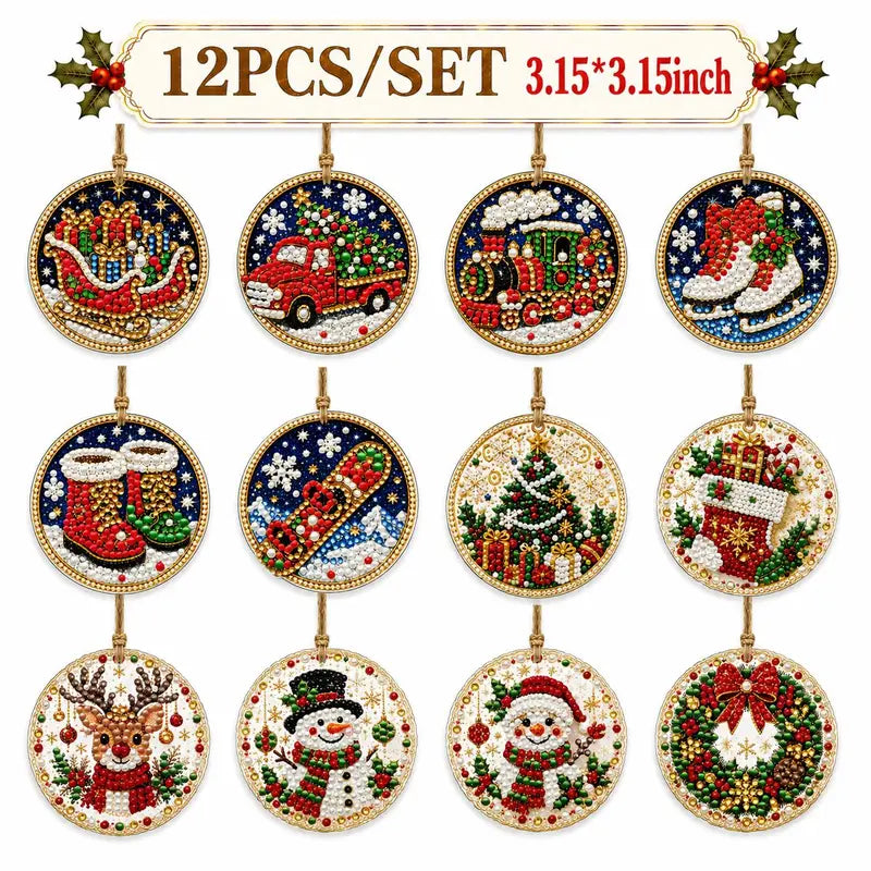 🎄Christmas DIY Rhinestone Art Ornament Kit (6PCS) – Holiday Craft Set🎅